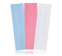 Mabor Lot de 3 bandeaux élastiques antidérapants pour femmes et filles - Large bandeau extensible pour yoga, entraînement, sport, gym, blanc rose et bleu - Accessoires pour cheveux tendance