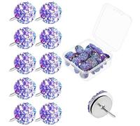 Mabor Lot de 30 punaises décoratives mignonnes pour tableau en liège, brillent comme un diamant, punaises violettes et amusantes, en résine métal