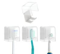 Mabor Lot de 4 supports de brosse à dents muraux à suspendre avec couvercle pour brosse à dents - Support mural pour douche et salle de bain