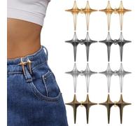 Mabor Lot de 8 boutons ajusteurs de taille en forme d'étoile pour pantalons amples et jeans plus petits sans couture - Boucles décoratives amovibles