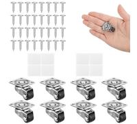 Mabor Lot de 8 roulettes pivotantes à 360 ° pour meubles, petites, charge maximale : 10 kg, mini roulettes pour meubles, silencieuses, 12 mm, avec pastilles adhésives et vis, pour boîte de rangement