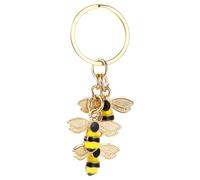Mabor Porte-clés abeille mignonne en émail pour femme avec pompon, sac à main, portefeuille, porte-clés, accessoires de décoration, jaune, S