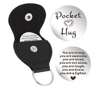 Mabor Porte-clés de poche en acier inoxydable double face - Cadeau inspirant pour les patients atteints de cancer, les amis, les hommes et les femmes, Argenté, noir