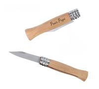 mabouteille.fr Couteau de poche personnalisé VIRTUOSE - Pliable avec poignée en bois & cran de verrouillage | Gravure laser sur manche [ Couteau personnalisé homme ] (Bleu)