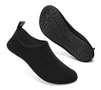 Mabove Chaussures de Sport Aquatique de Plage de Mer de Piscine Pieds Nus à séchage Rapide Yoga Chaussettes Slip-on pour Hommes Femmes(XSP Noir,46/47 EU)