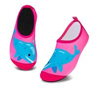Mabove Enfants Chaussures Aquatiques Filles Antidérapant Sèche Vite Chaussures d'eau Bébé pour Piscine et Plage(Baleine Rose.01,5.5/6 UK Child,22/23 EU)