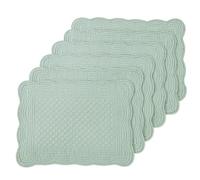 MABOZOO Lot de 6 napperons matelassés 100 % coton - Lavables pour table de cuisine et de salle à manger - Vert clair (vert clair, 6)