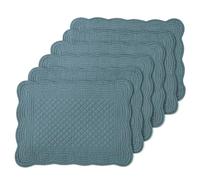 MABOZOO Lot de 6 napperons matelassés 100 % coton, lavables pour table de cuisine et de salle à manger, napperons rectangulaires blanc pur (bleu sarcelle, 6)
