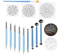MABSSI Ensemble de 14 Outils de Pochoir de Pointage Mandala Jeu de Peinture de Roche Outils de Pointage Comprenant des Mod¨¨Les, Plateau de Peinture, Outils de Mandala