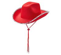 Mabta Chapeau de cowboy à bord à paillettes pour femme - Chapeau de cowgirl à large bord - Accessoires de fête de mariage - Chapeau western pour enterrement de vie de jeune fille