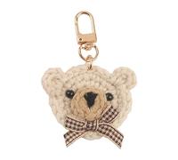 Mabta Porte-clés en forme d'ours avec nœud papillon fait à la main en laine tissée pour femme