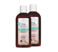 MABYEN Lot de 2 lait de bain pour bébé (2 x 200 ml) - Sans parfum, avec huile d'amande biologique, cosmétique naturel certifié, végétalien, soin doux pour la peau sensible de bébé, testé