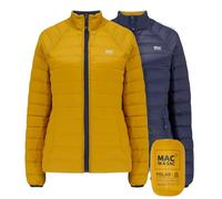 Mac in a Sac Polar II Doudoune réversible pour femme - Déperlante, légère, extra chaude, poches zippées, 90% duvet, 10% plumes - 2 manteaux en 1, Moutarde bleu marine, XL