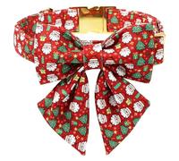 Maca Bates Collier fantaisie pour chien de très grande taille avec nœud papillon et nœud papillon - Collier souple réglable et durable - Cadeau d'hiver pour chiot mâle ou femelle - Rouge