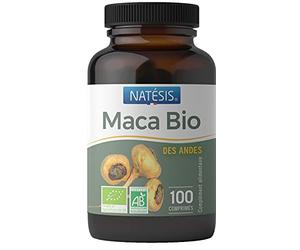 Maca des Andes Bio Natésis - BOOST Concentration, Énergie et Moral - Haut Dosage 2000 mg pour 4 comprimés - Complément Alimentaire de Haute Qualité - 100 comprimés
