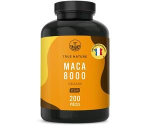 Maca Jaune 8000mg - Booster Vigueur, Énergie & Endurance - 200 Gélules d'Éxtrait de Racine de Maca Ginseng - Vegan - Sans: Additifs, Gluten & Lactose - TRUE NATURE