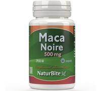 Maca Noir 500mg, 60 comprimés, NaturBite. Extrait de Racine de Maca Noir Hautement Concentré, Soutient une Plus Grande Endurance et Fournit de l'énergie.