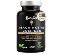 Maca Noire & Ginseng - Cure 4 Mois Progressive - 120 Gélules Vegan - Extrait Concentré Racine de Maca (20:1) - Enrichi Citrulline, Arginine, Zinc, Vitamines B6, B12, Poivre Noir - BOOSTIES