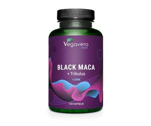 MACA Noire + TRIBULUS Terrestris | Complex EXTRA FORTE | 90% Saponines | Musculation + Endurance pour Hommes et Femmes | 120 Gélules (4 Mois) | VEGAN | Sans Additifs | Vegavero®