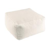 MACABANE AGATHE - Pouf carré 53x53cm tissu bouclette blanc