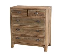 MACABANE ANDRIAN - Meuble chiffonnier marron 5 tiroirs bois Pin recyclé