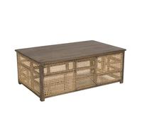 MACABANE ISA - Table basse en bois de manguier foncé, patchwork cannage naturel