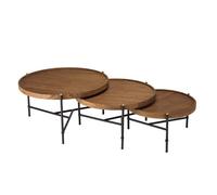 MACABANE SIXTINE - Set de 3 tables basses tripodes rondes bois de teck recyclé