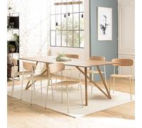 MACABANE Tom - Lot de 2 chaises « écolier » en Bois de frêne Pieds Acier Blanc