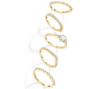 Macachii 5Pcs 52-62 Bague Femme or Imitation Fiançailles Et Mariage Plaqué or 14K Avec Zirconium Empilables Promesse Alliance Bague Pouce Tendance or Blanc Bijoux Pour Ma Copine Maman