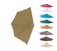 MACAGGTNTU 270cm Toile De Rechange pour Demi-Parasol, 5 Baleines Auvent De Rechange pour Parasol De Terrasse Bourgogne Tissu De Rechange(Khaki)
