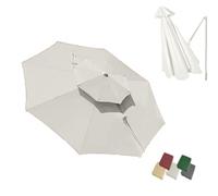 MACAGGTNTU 300cm Auvent De Rechange pour Parasol De Terrasse, Tissu De Rechange pour Parasol Dessus Double, Toile De Rechange pour Parasol Déporté(Beige)