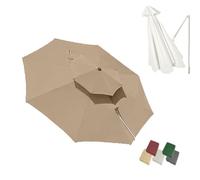 MACAGGTNTU 300cm Auvent De Rechange pour Parasol De Terrasse, Tissu De Rechange pour Parasol Dessus Double, Toile De Rechange pour Parasol Déporté(Khaki)