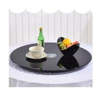 MACAGGTNTU 50 60 80cm Lazy Susan Plateau Rotatif en Verre Trempé, Table À Manger Rotative Grand Rond Plateau De Service Noir Dessus De Table Plateau Tournant(20inch(50cm))