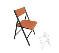 MACAGGTNTU Chaise Pliante Cuir avec Dossier, Chaise De Manger Carré, Chaise De Cuisine Chaise De Comptoir Empilable, Cadre en Métal (Orange,41cm/16in)