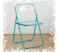 MACAGGTNTU Chaise Pliante en Acrylique Transparent, Chaise De Manger avec Dossier, Carré Chaise Pliant pour Banquet Conférence Fête(Lake Blue)