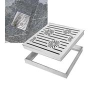 MACAGGTNTU Couvercle De Vidange En Acier Inoxydable Avec Cadre, Grille De Drainage Carré 20x20 25x25cm Couvercle De Drain Pour Jardin Rue(50x50x3cm/19.7x19.7x1.2in)
