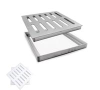 MACAGGTNTU Grille De Drainage Carrée En Acier Inoxydable Avec Base 20x20 30x30 40x40 50x50 60x60cm Couvercle De Drain Filtre De Drainage Pour Terrasse Jardin(60x60cm/23.6x23.6in)