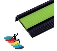 MACAGGTNTU Lumineux Profilé D'escalier 100cm Aluminium Nez De Marche Largeur 45 50 55 60 70 85mm Fluorescent Protecteur De Bord D'escalier(Black+Green,W45mm)