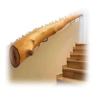 MACAGGTNTU Main Courante En Bois Massif Pour Escalier 200cm 300cm 400cm Rampe D'escalier Rustique Naturel Confort Kit De Rampe D'appui Murale(120cm/4ft)