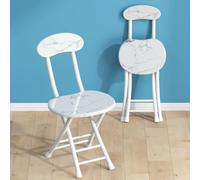 MACAGGTNTU Tabouret De Bar Hauteur 47cm Chaise Pliante Tabouret De Cuisine Portable Tabouret De Comptoir Assise en Bois Tabourets Pliants avec Dossier(White Stone Pattern)