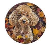 macago Panneau rond vintage en métal avec caniche - Décoration murale rustique pour intérieur ou extérieur - 20,3 cm