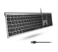 Macally Clavier d'ordinateur Filaire USB Ultra-Fin - Fonctionne Parfaitement comme Clavier Windows ou Mac Filaire - Clavier Apple avec pavé numérique pour Mac Mini, iMac, MacBook - Gris sidéral