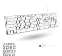 Macally Clavier Mac rétroéclairé filaire - Silencieux, élégant et fonctionnel - LED blanches, 3 niveaux de luminosité, 107 touches, 16 raccourcis - Clavier Mac filaire USB de 1,5 m - Clavier filaire
