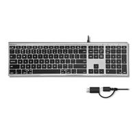 Macally Clavier USB C (mis à niveau) - Double prise USB A + C - Clavier filaire pour Mac - Ultra fin, 20 raccourcis, 110 touches ciseaux - pour MacBook Pro/Air, Mac mini, iMac, iPad - Gris sidéral