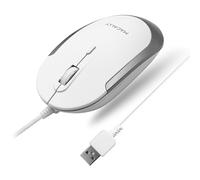 Macally DYNAMOUSE, souris optique USB filaire silencieuse 3 boutons, Blanc-Gris sidéral (Space Grey)