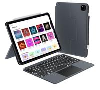 Macally Étui avec Clavier Bluetooth 2024 pour iPad Air M2 - pour iPad Air 13 (6e génération) et iPad Pro 12.9 (6e génération/5e génération) - Clavier rétroéclairé Amovible avec Grand pavé Tactile,