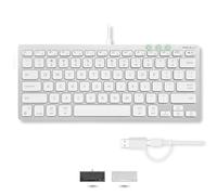 Macally Petit clavier filaire pour Mac et PC (double USB C + A) - Gain de place - Disposition 78 touches avec 13 raccourcis - Type C - Clavier compact USB C pour MacBook, iMac, iPad, iPhone - Argent