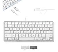Macally Petit clavier pour Mac avec concentrateur USB (2 x USB-C / 1 x USB-A) - 3 ports - Clavier Mac filaire avec prise USB 2 en 1 - Gain de place avec un clavier compatible Apple (disposition 78