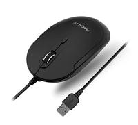 Macally Souris Filaire silencieuse USB Fine et compacte pour Ordinateur Portable Apple Mac ou Windows avec capteur Optique et Interrupteur DPI Noir