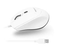 Macally Souris filaire USB pour Mac ou PC Simple, lisse et silencieuse Souris USB blanche filaire avec câble de 1,5 m, 4 modes DPI et boutons silencieux Plug and Play Mac Mouse avec corps
